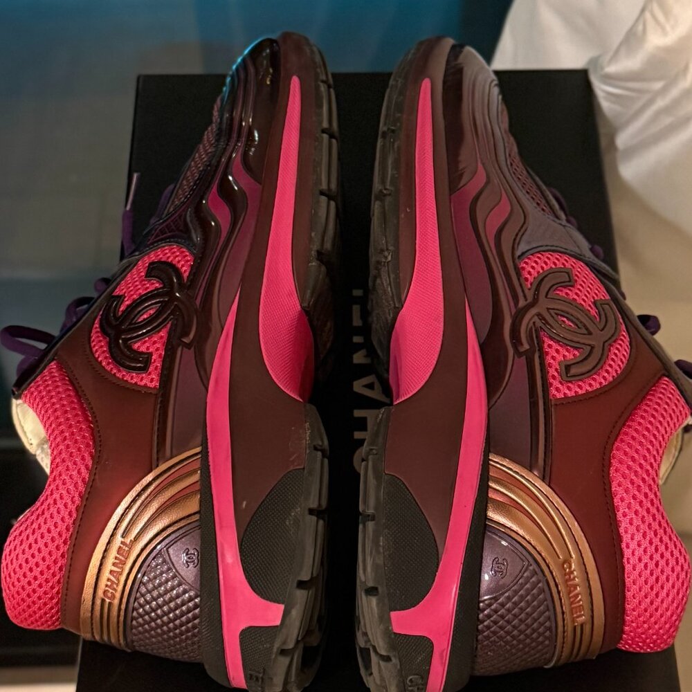 Chanel 23B CC Logo Mesh Sneakers/Runners/Trainers Black Pink Burgundy 39.5